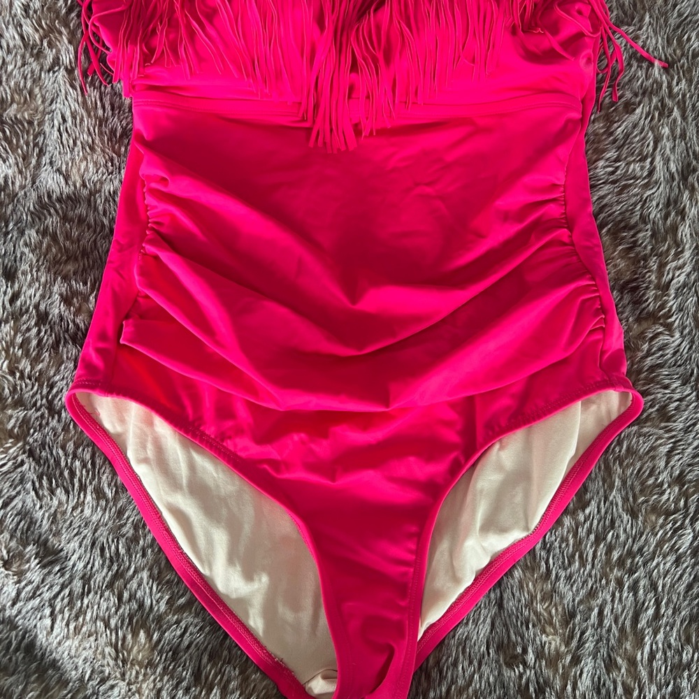 Vibrant Pink Fringe Swimsuit